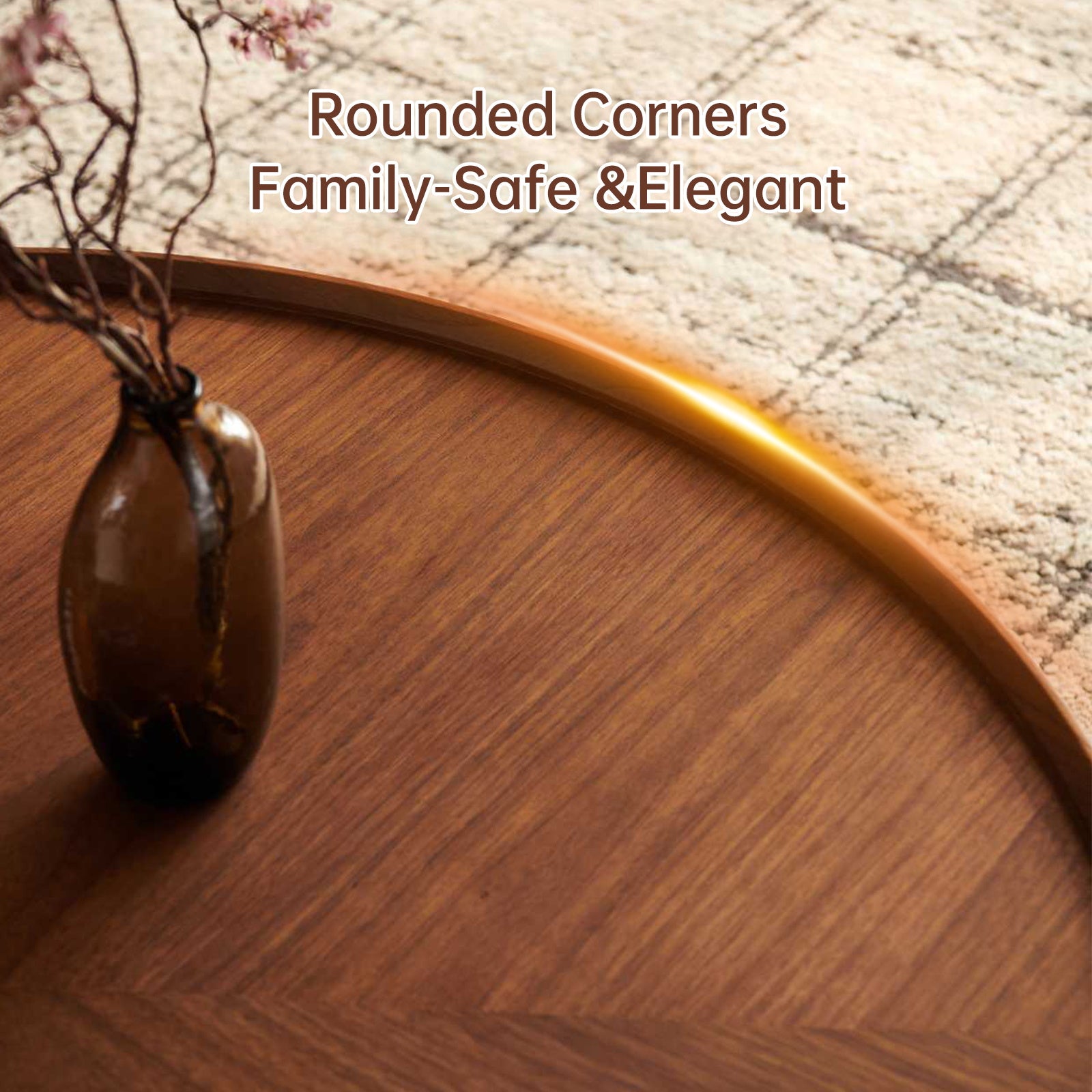 Circular Walnut Coffee Table – Modern Round Wood Center Table for Living Room, Bedroom & Office